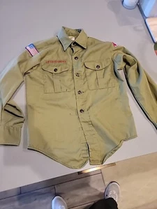 Vintage olivgrün BSA Pfadfinder Langarm Uniform Hemd Größe 12 lang - Bild 1 von 7