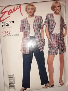Button Top Pull On Pants Shorts Stitch N Save 8767 Sewing Pattern 16 18 20 22 - Picture 1 of 5