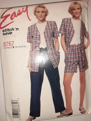 Button Top Pull On Pants Shorts Stitch N Save 8767 Sewing Pattern 16 18 20 22 - Image 1 of 4
