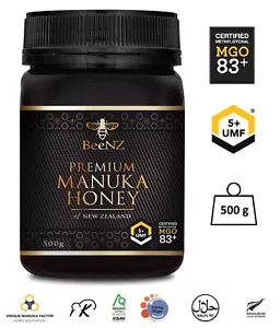 Miel de Manuka activa 80+ BeeNZ | de Nueva Zelanda | MGO 83 mg/kg UMFTM5+ 500 g - Imagen 1 de 9