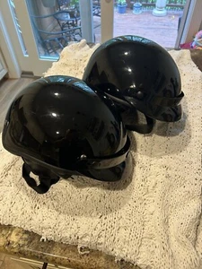 Motorcycle Half Helmets DOT Approved - FUEL - Gloss Black Pair XL And SM - Picture 1 of 11