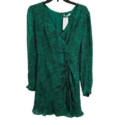 Vestido Parker Talla 4 Verde Jaguar Mezcla Seda Nuevo Foto 1 de 4