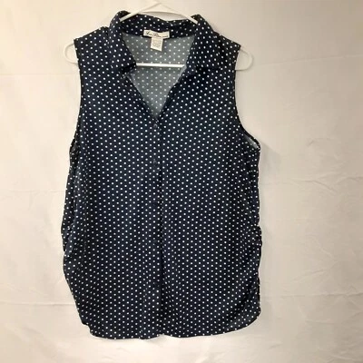Love Potion Maternity Top Size L, Polka Dot Sleeveless Button Up Gathered Sides - Image 1 of 4