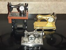 3pc Timex Kanadu Saris Miniature Antique Sewing Machine Quartz Clock Lot/Set