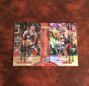Scottie Pippen REFRACTOR Hakeem Olajuwon 1999 Topps Double Feature Insert #DF1