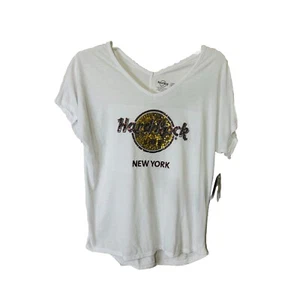 Hard Rock Cafe New York T-Shirt Damen Gr. XS Weiß Verziert Brustlogo Neu mit Etikett - Bild 1 von 5