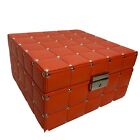 Global Views Begonia Faux Leather Box Home Decor Jewelry Storage Orange 909537