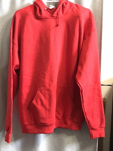 VETEMENTS Felpa con cappuccio pullover rosso unisex Jerzees Activewear made in USA NuBlend Lrg