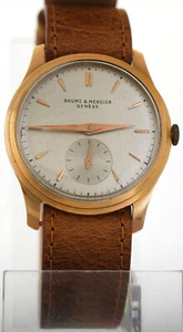 Rare Vintage 1940s Baume & Mercier 18K Pink Rose Gold Watch Fixed Lugs Calatrava - Picture 1 of 12