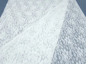 Stoff Spitze Spitzenstoff Stretch Blumenmuster cremeweiß off-white Kleiderstoff - Bild 1 von 4