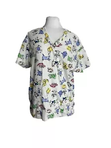 Dickies Damen Peeling Top Größe Large Medizin Katzen Hunde Tierarzt Pflege Weiß Blau - Bild 1 von 7