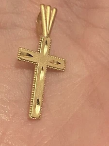 14k Textured YG Religious Cross By Mark Anthony - Picture 1 of 7