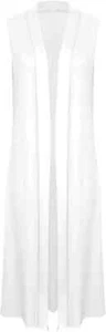 Ladies Sleeveless Maxi Long Length Boyfriend Cardigan Collared Top Long FloatyUK - Picture 1 of 12