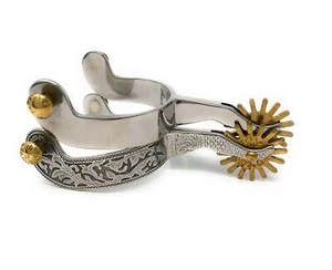 AJ Tack Men's Gal Leg Engraved Spurs - Picture 1 of 5