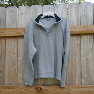 Consensus Sweater 1/4 Zip Pullover Gray Cotton Mock Neck Size XL Ribbed Knit - Picture 1 of 5