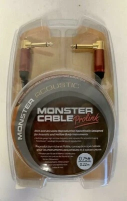 NEW Monster 600552-00 M ACST2-0.75DA Prolink Acoustic Guitar Cable 0.75ft Black - Image 1 of 2
