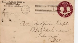 STAND WHEEL CO. INDIANA  PMK  TERRE HAUTE, INDIANA 1894   FDC8865 - Picture 1 of 2