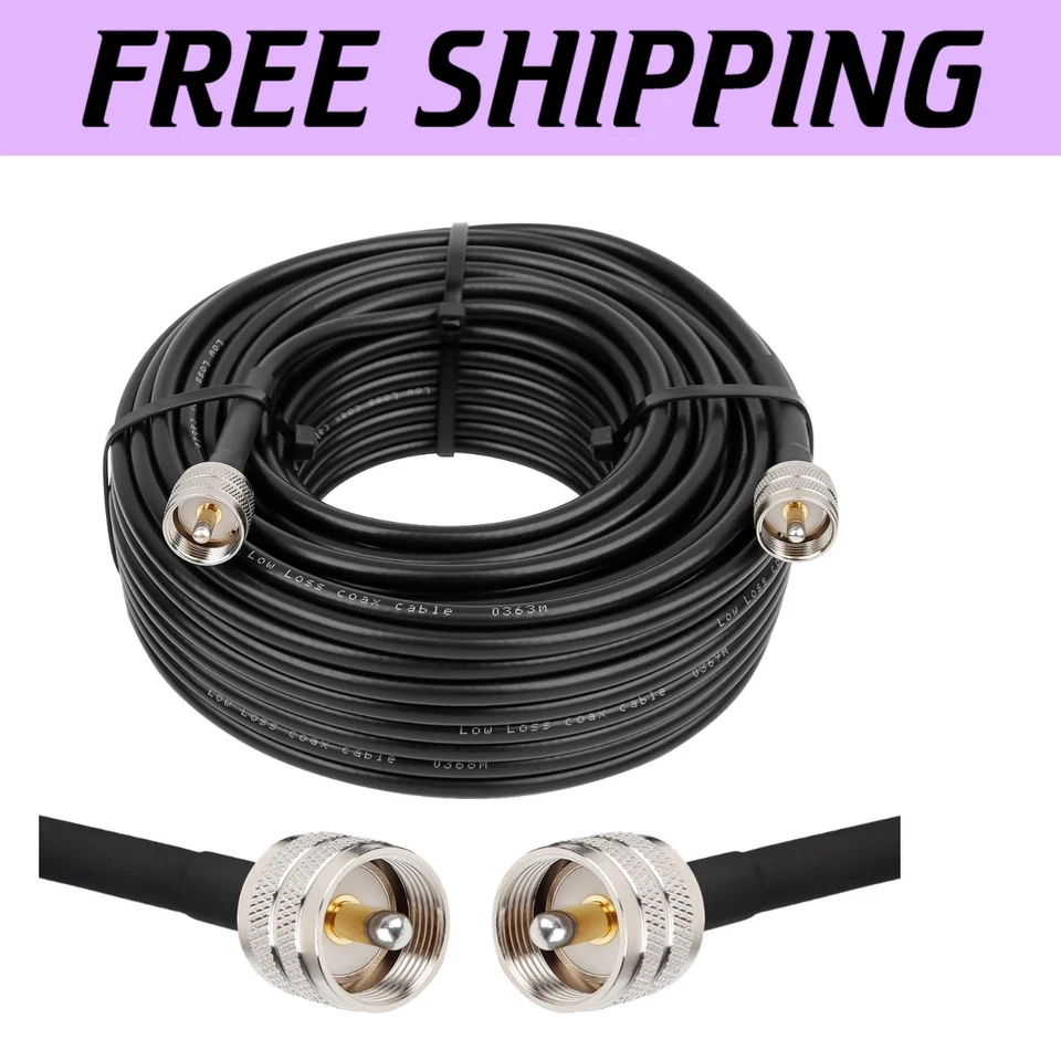 Low Loss 100ft RG8x Coax Cable with Enhanced Shielding and PL259 Connectors - Image 1 of 4