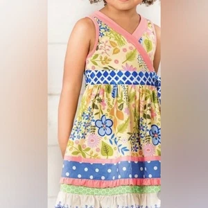 Matilda Jane May Day Kleid 2T Baumwolle Blumen blau gepunktet Twirl Stufen Tank - Bild 1 von 6