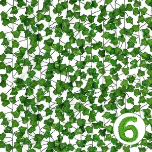 Paquete de 6 enredaderas falsas para decoración de habitaciones, guirnalda verde hiedra artificial HXWEIYE falsa L - Imagen 1 de 12