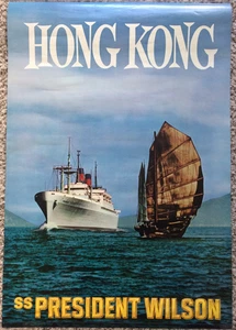 Hongkong Original MidCentury Vintage Reise Poster 1965 China Ozean Kreuzfahrtschiff - Bild 1 von 12