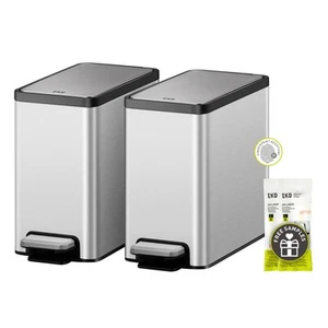 Slim Small Bathroom Trash Can with Lid, Stainless Steel Kitchen Garbage Can w... - Picture 1 of 9