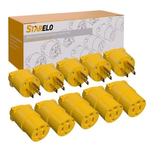 Extension Cord Ends,Electrical Replacement Plug & Connector Set Yellow Shell ... - Picture 1 of 7