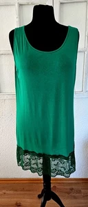 Italy Damen Longtop Unterziehshirt mit Spitze ohne Arm Viskose one size Grün - Bild 1 von 5