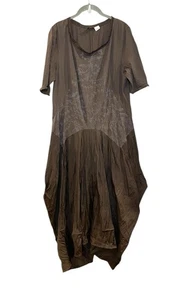 LA Blend asymmetrisches Mixed Media T-Shirt Kleid braun Fee Cottagecore Lagenlook - Bild 1 von 6