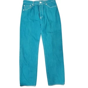 Levi's Original 501 Button Fly Jeans Men's Sz 36X34 Rare Bright Teal Blue Color - Picture 1 of 10