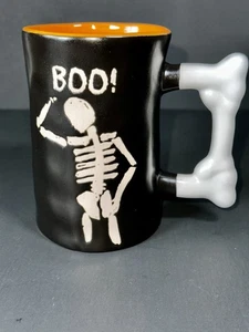 Boo Skelett Knochen Henkel Spektrum Designz Halloween geprägt Kaffeetasse Becher - Bild 1 von 5