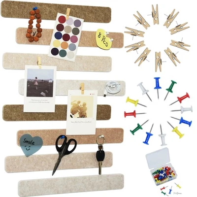 8Pcs Bulletin Board Strips, Camel-Brown Felt Pin Board Bar Strips with 50 Pus... - Image 1 of 4