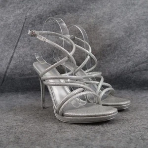 Nine West Schuhe Damen 8 Absatz Sandaletten Riemchen Pumps Plateau silber Glitzer - Bild 1 von 15