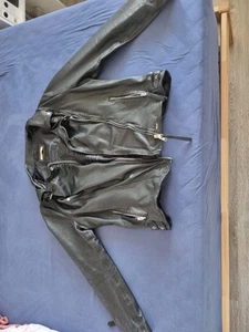 schwarze Biker Lederjacke Damen Gr. 50, fällt kleiner aus - Bild 1 von 18