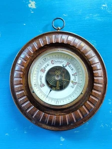 Antique ships barometer..wood/metal..over 100 years old..21cm diameter - Picture 1 of 4