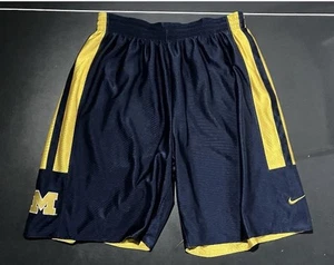 Vintage Men’s Nike Size L Michigan Wolverines Reversible Blue Yellow Shorts - Picture 1 of 5