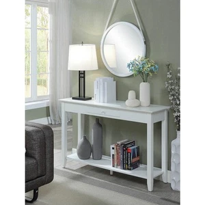 American Heritage 48 in. White Standard Rectangle Wood Console Table with Drawer - Picture 1 of 5