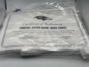 Baltimore Ravens Crucial Catch Game used towel. Certified authentic 10/09/22 - Picture 1 of 2