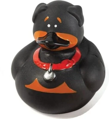 ENVÍO GRATUITO - PERRO NEGRO DOBERMAN COLLAR ROJO PITBULL CRUCERO PATO DE GOMA 2" CRUCERO Foto 1 de 2