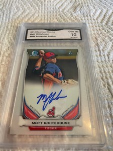 MATT WHITEHOUSE INDIANS 2014 BOWMAN CHROME AUTO ROOKIE RC # MW GRADED 10 L@@@K