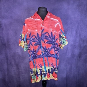 Vintage 80's Thumbs Up Orange Palm Sunset Hawaiian - Picture 1 of 6