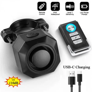 Wireless Waterproof Bike Vibration Alarm USB Charge Remote Control Burglar Alarm - Foto 1 di 10