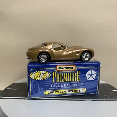 Matchbox Premiere Chrysler Corporation Atlantic Concept Car dorado metálico sin usar, en caja Foto 1 de 4