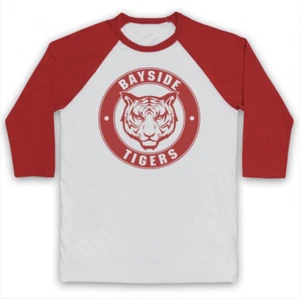 BAYSIDE TIGERS UNOFFICIAL SAVED BY THE BELL SCHOOL LOGO 3/4 SLEEVE BASEBALL TEE - Picture 1 of 20