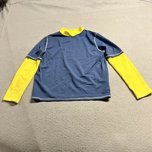 Lands’ End Husky Grey & Yellow Boy’s Long Sleeve Rashguard Size Medium EUC - Picture 1 of 4