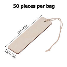 50Pcs Wooden Blank Bookmarks 4.7x1.3in Blank Rectangle Wooden Craft Bookmark Bhc