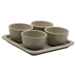 Staub Ceramique Tapas Set 5-tlg Tablett Dip Snacks Schalen Keramik Taupe NEU OVP - Picture 1 of 10