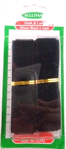 Gancho y bucle de costura Sullivans negro 25 mm x 1 m - Imagen 1 de 1