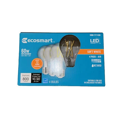 Eco-Smart 60W Dimmable LED Light Bulb, White - 4 - Image 1 of 4