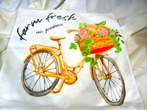 Flower BICYCLE Throw Pillow Case Cover 18"x16" - Picture 1 of 2